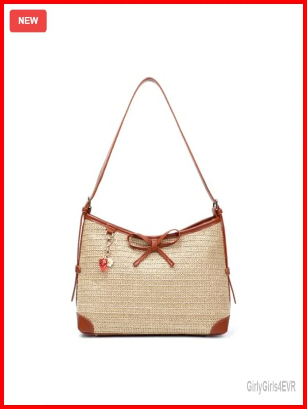 Handwoven Straw Hobo Shoulder Purse with Adjustable Strap
